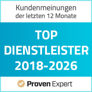 Blaues ProvenExpert-Siegel für Top-Dienstleister 2018–2025 bestätigt ausgezeichnete Kundenbewertungen und professionelles Qualitätsmanagement in der Hotellerie.