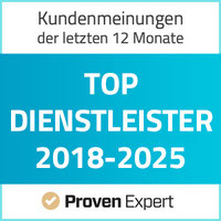 Blaues ProvenExpert-Siegel für Top-Dienstleister 2018–2025 bestätigt ausgezeichnete Kundenbewertungen und professionelles Qualitätsmanagement in der Hotellerie.